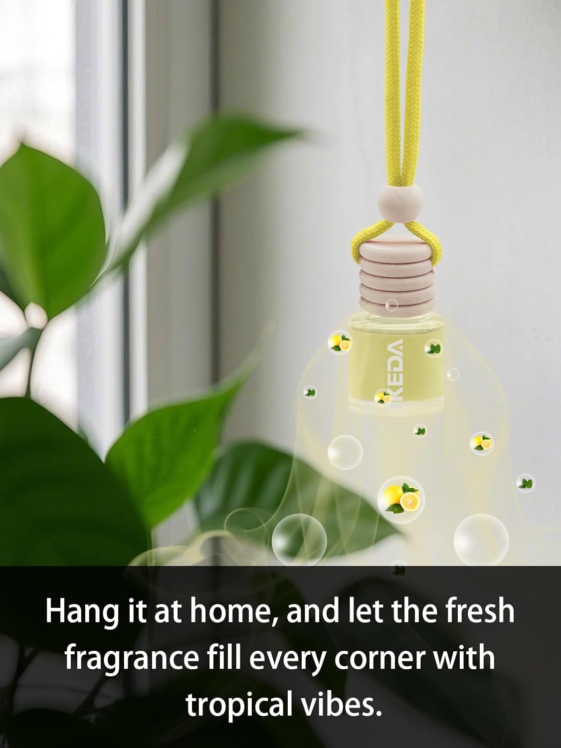 IKEDA Car Air Freshener, Car Fresheners for Men & Women, 45+Day Long Lasting Fragrance Hanging Air Fresheners Scents, with Clip, Perfect for Auto and Home,10ml, Lemon