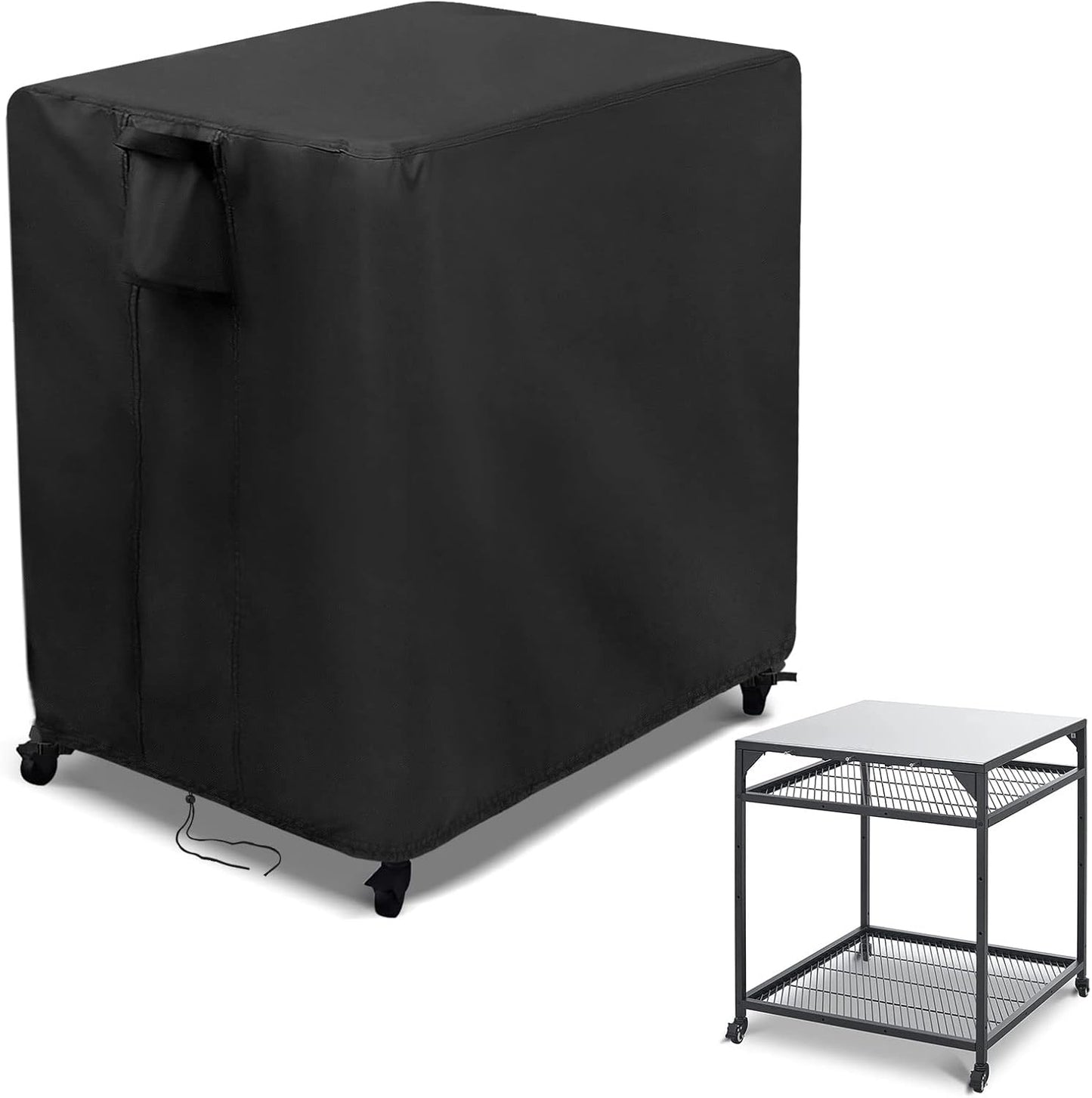 Kingling Outdoor Pizza Oven Table Cover for Ooni Large Table, Waterproof Outdoor Grill Prep Table Cover Pizza Oven Stand Cover - 36''L x 32''W x 31''H(Black)