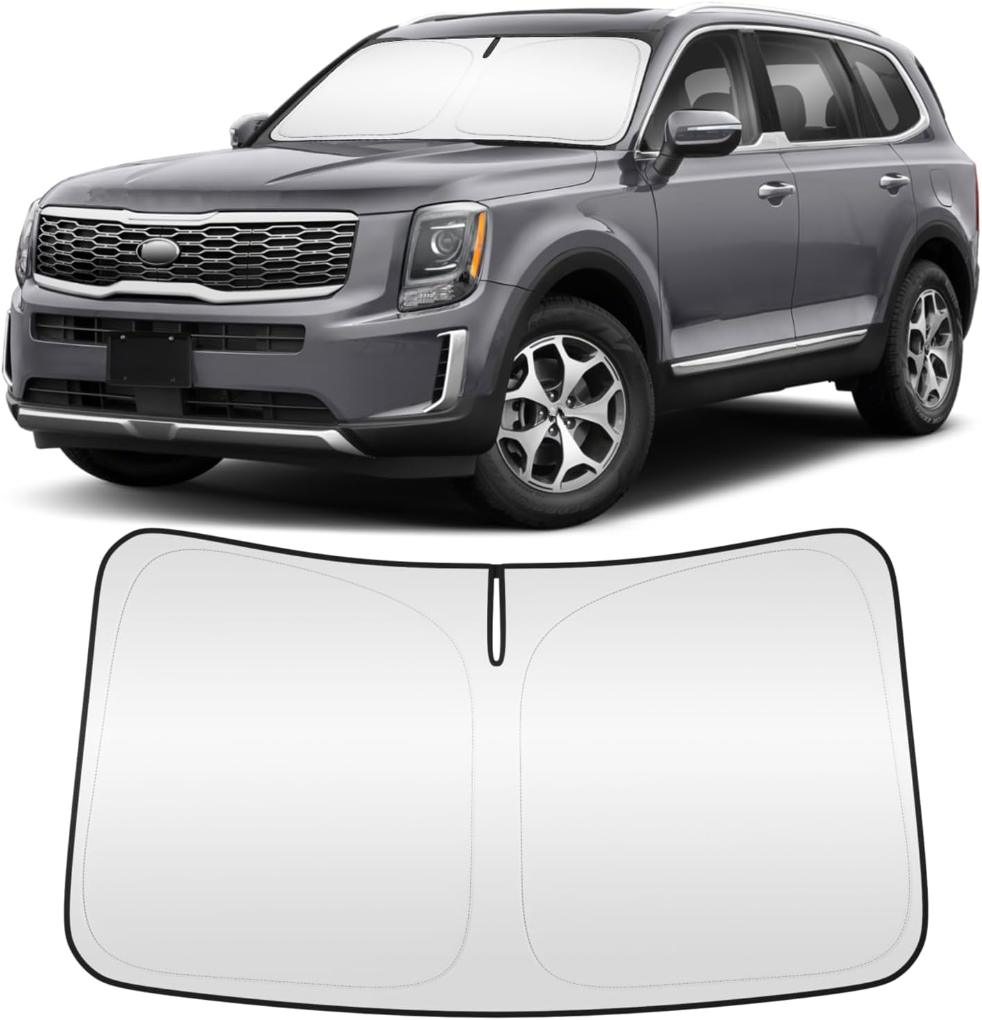 Windshield Sun Shade for Kia Telluride 2020-2025 4-Layer Front Window Shade Custom Sun Visor 240T Shade Blocks UV Keep Your Car Cooler