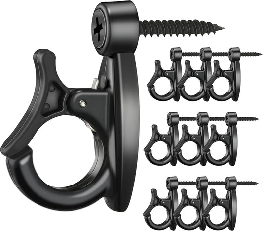 48 Pcs String Light Hooks, Screw in Hooks for Hanging String Lamp, Wire, Plants Pot, Wind Chimes, Patio Fairy Light Cord Holder with Buckle, Outdoor Wall Halloween Xmas Decor Q Hanger