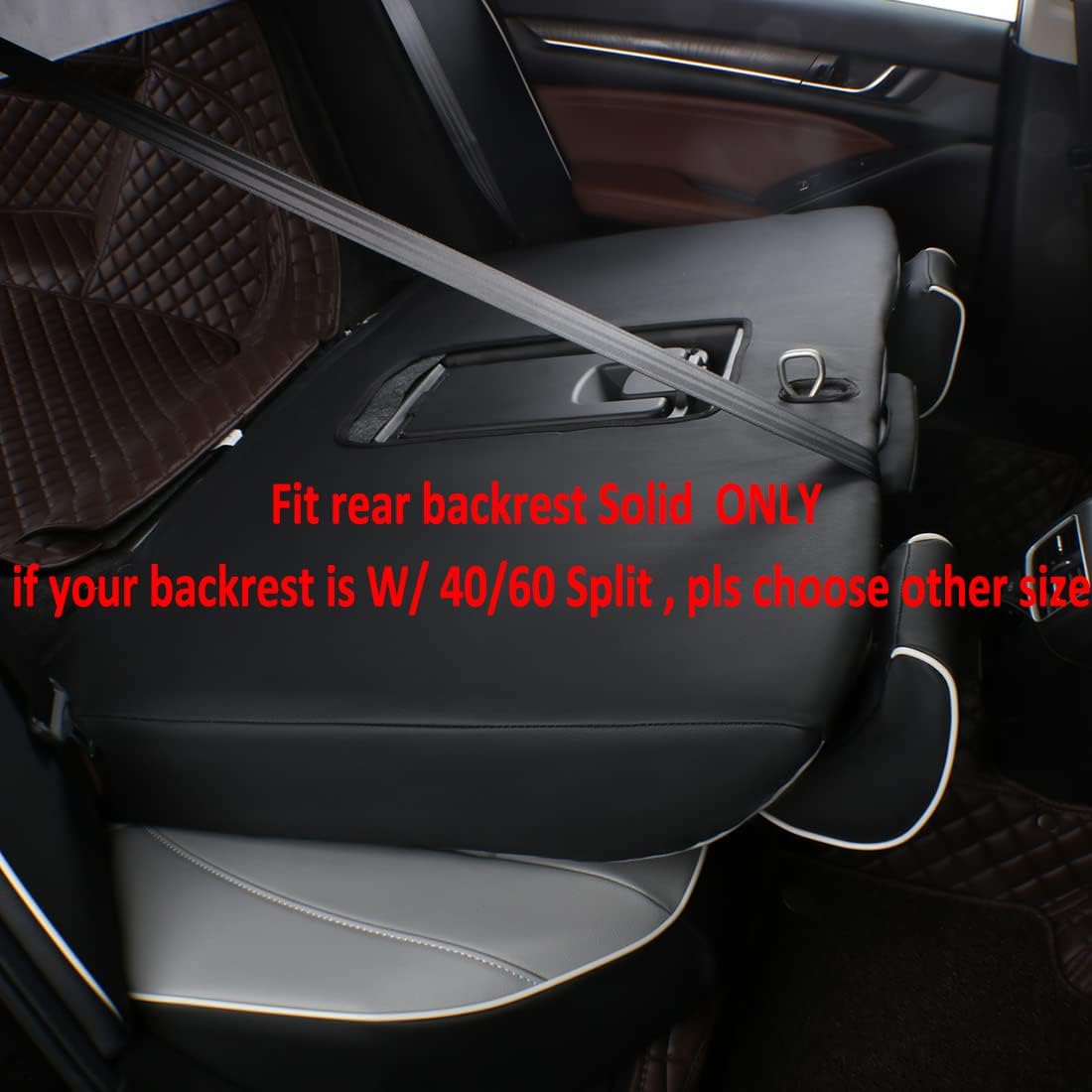 EKR Accord Car Seat Covers Custom for Honda Accord 2013-2016 LX,EX,EX-L,Sport,Touring,Sport SE & 2017 LX,Reat Row W/Solid Backrest,Seat Cover Full Set,Car Seat Protector-Leather(Black)