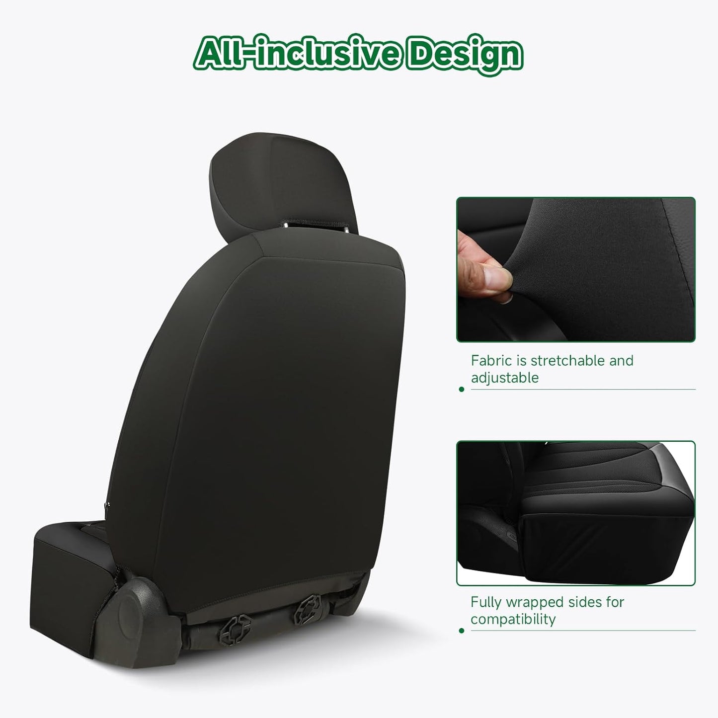 GIANT PANDA Fit Chevy Silverado 1500 2500 3500 Front Car Seat Cover, 3D Air Mesh Breathable Seat Protector, Black(2-Pack)