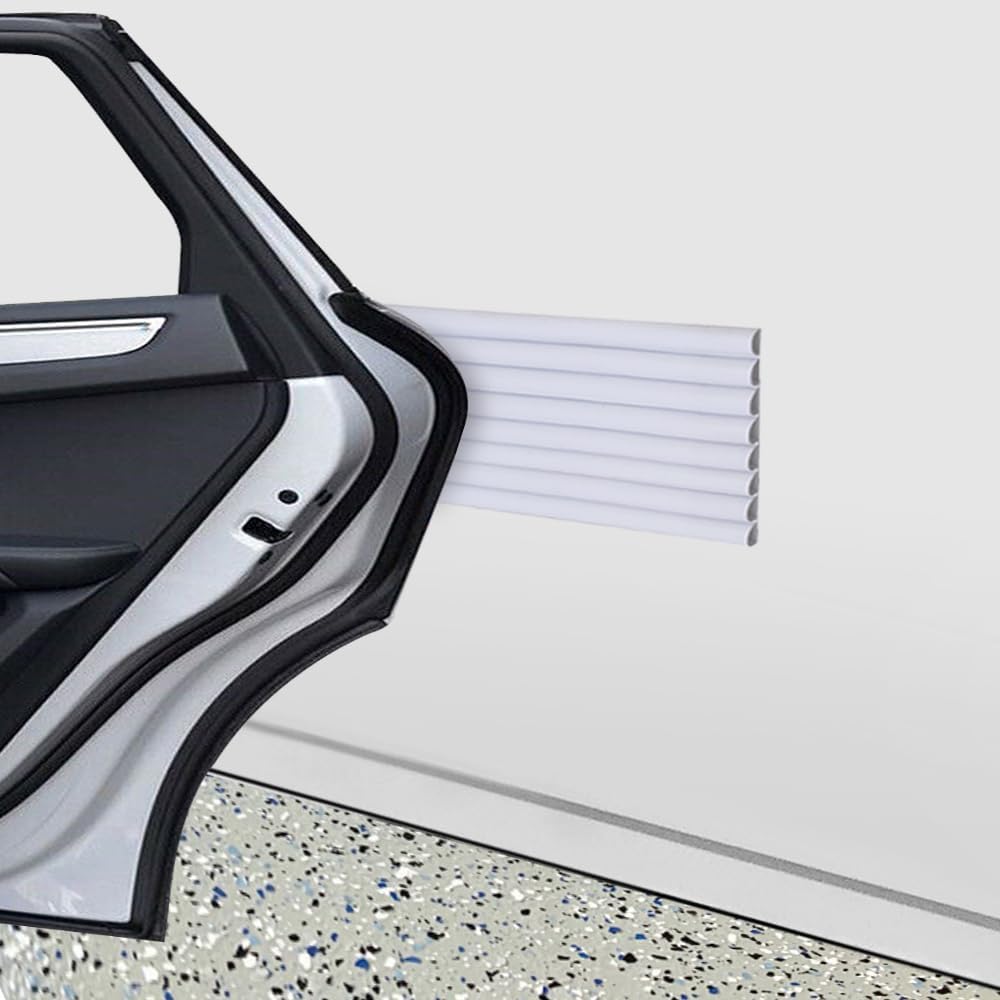 Rubber Bond Garage Wall Protectors 8 Pack - 4x15 Inches Strong Self-Adhesive Rubber Bumper Protectors for Garage Walls - Anti-Scratch and Waterproof Garage Wall Protector (White)