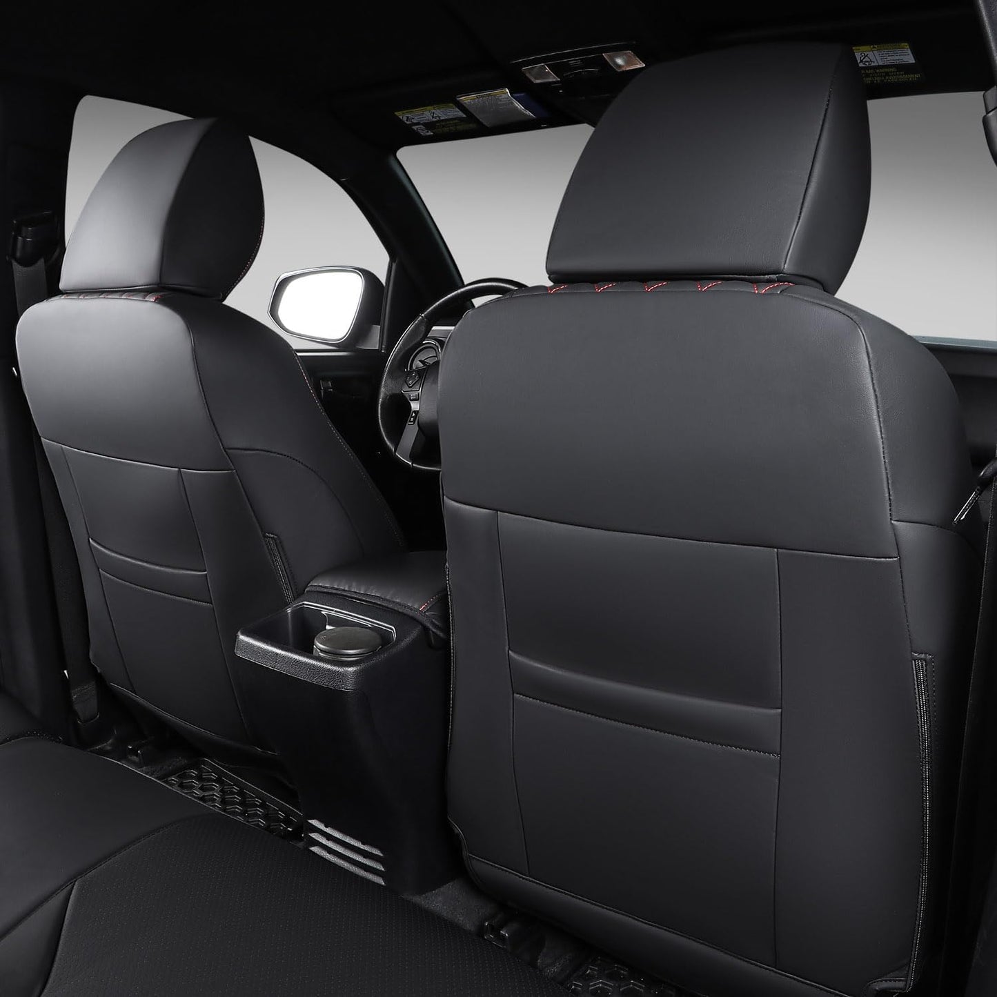 PTYYDS Seat Covers Compatible with 2016-2023 Toyota Tacoma Seat Covers Replacement for 16-23 Tacoma SR5 TRD Off Road Limited Accessories(Full Set,Black+Red)