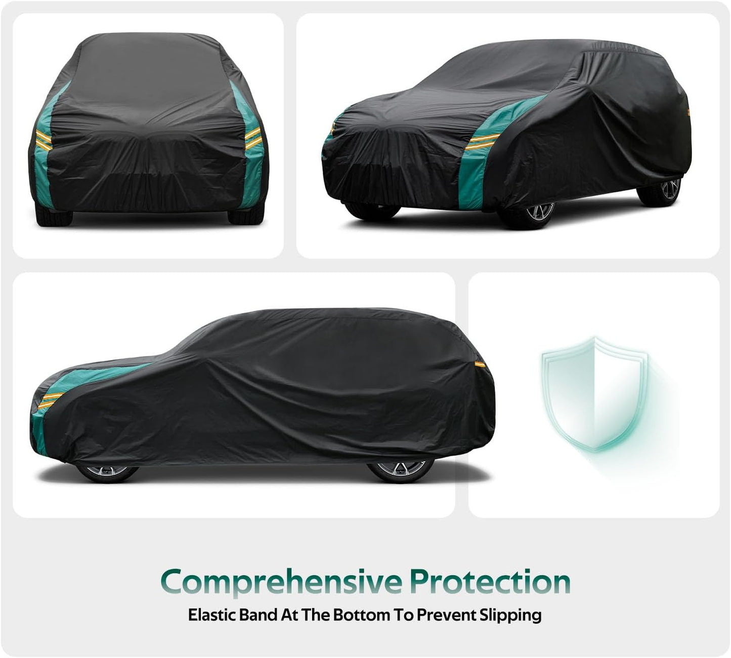 SUV Car Covers Waterproof All Weather, Universal Fit for BMW X5, Toyota Highlander, Ford Explorer, Jeep Grand Cherokee, Honda Pilot, etc. Rain Winter Sun Protection. (Length: 191"-201")