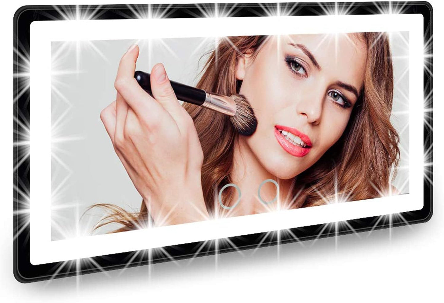 Car Visor Vanity Mirror with Rechargeable LED Lights, 3 Light Modes & Dimmable Touch Screen, Light Up Big Passenger Car Mirror Accessories for Women Girl, Universal for Truck SUV, Black