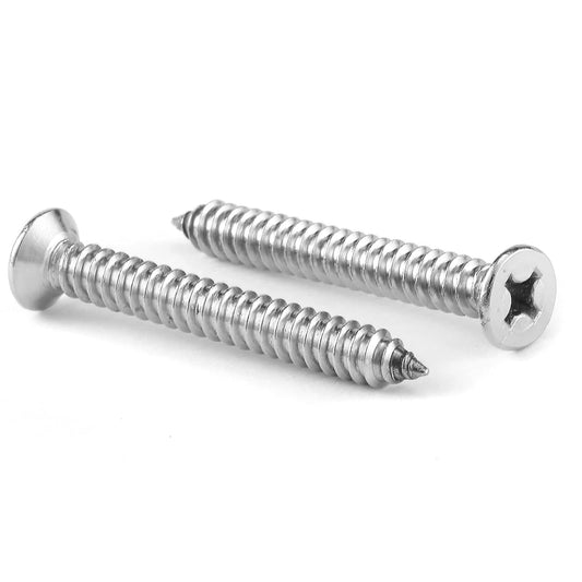 #12 x 1-1/2" Wood Screw 100Pcs 18-8 (304) Stainless Steel Screws Flat Head Phillips Fast Self Tapping Drywall Screws by SG TZH