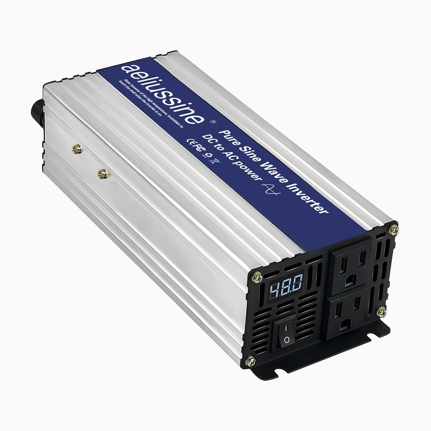1000W Pure Sine Wave Inverter-48V DC to 110V 120V AC Power Converter with 2 AC Outlets, 48 Volt Power Inverter for Home, Emergency Power