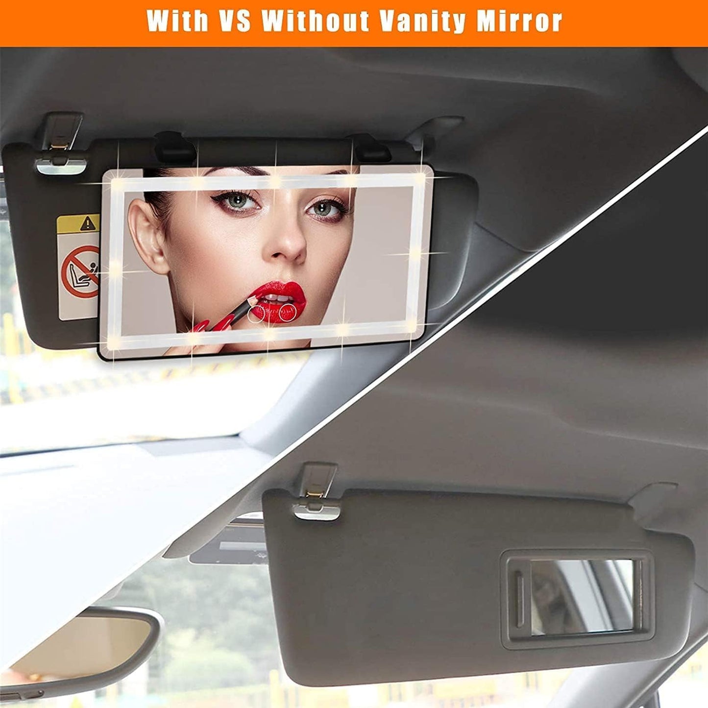 Car Vanity Mirror, with 3 Light Modes & 60 LEDs - Rechargeable Dimmable Clip-on Rear View Sun-Shading Cosmetic Makeup Mirror, Universal for Car SUV (Pink, 1 Pack)