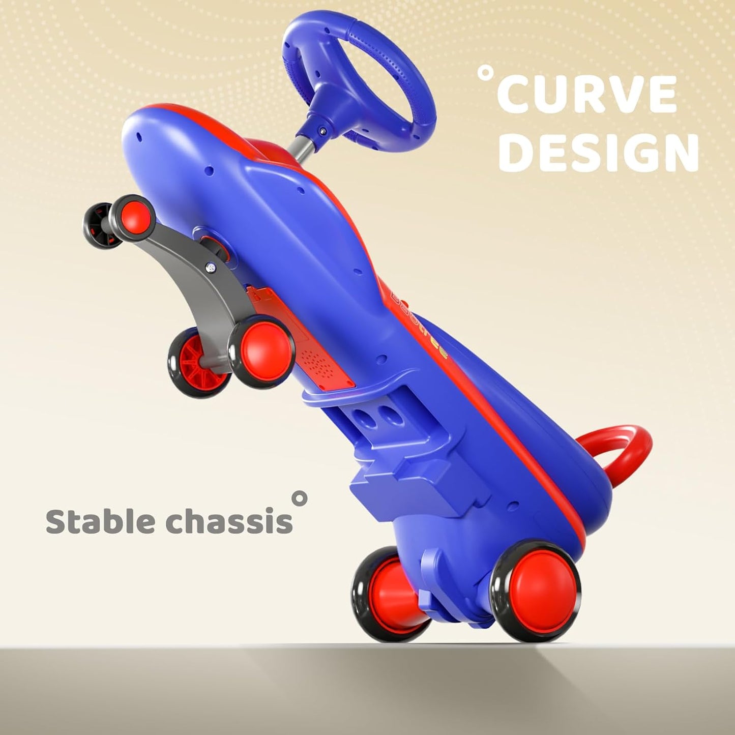 Kids Electric Ride On Car 12V - Electric Wiggle Car with Rechargeable Battery, LED Lights & Music,Anti-Rollover for Boys Girls Ages 3-8, Indoor/Outdoor Toy Vehicle up to 150 lbs