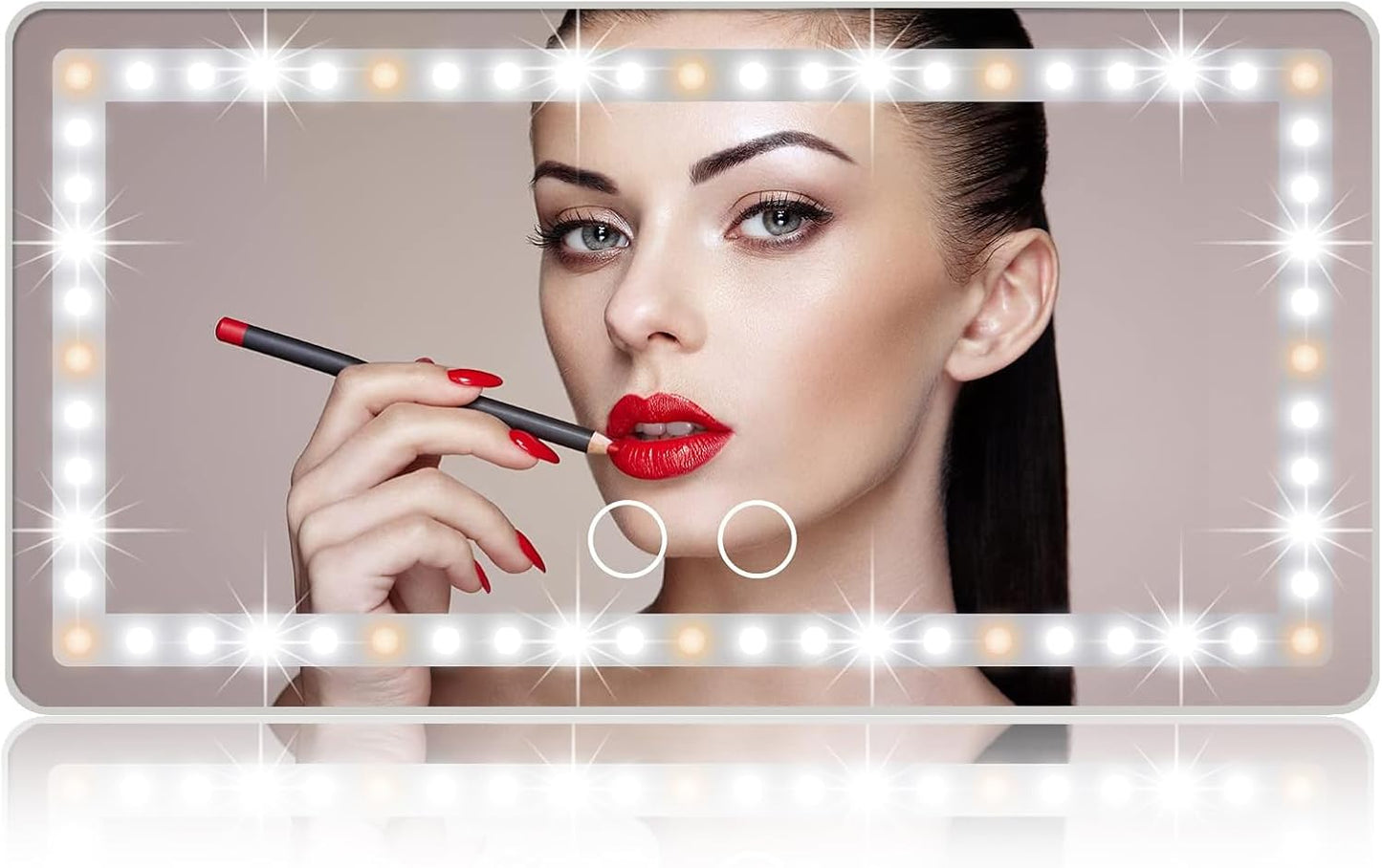 Car Sun Visor Vanity Mirror, Rechargeable Makeup Mirrors with 3 Light Modes & 60 LEDs- Dimmable Clip-on Rear View Sun-Shading Cosmetic Mirror with Touch on Screen, Universal for Truck SUV(Grey)