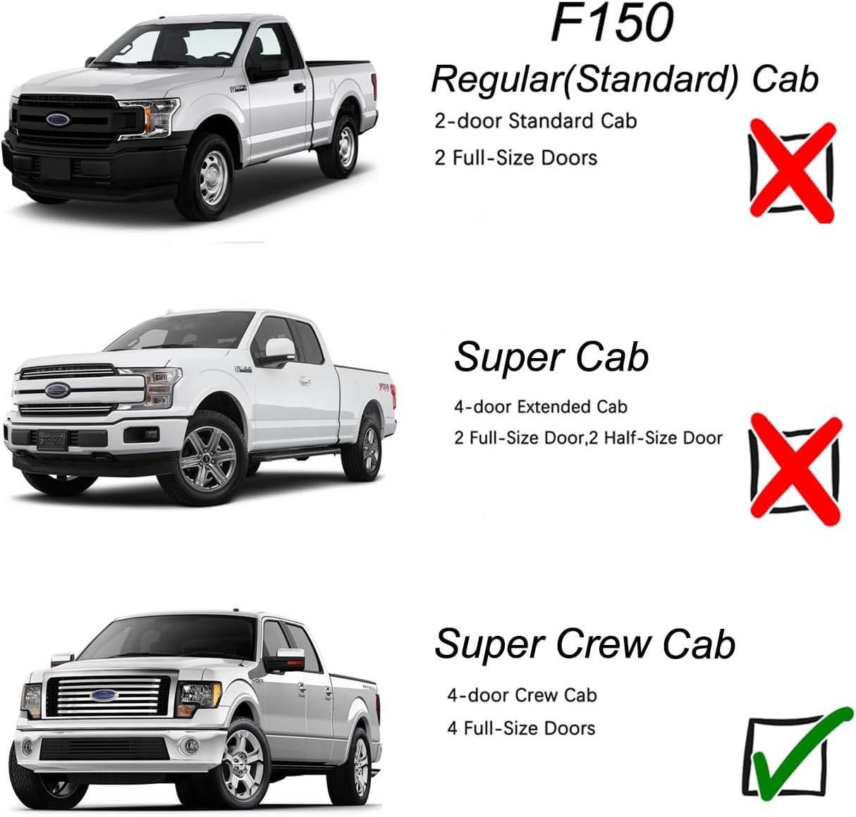 Chrome Side Window Visors Wind Vent Deflector for 15-22 Ford F150 Crew cab(Supercrew cab) 17-22 F250/F350 Super Duty Crew cab,4pcs Outside Mount Tape-On Chrome Sun Rain Guards Set 94975Y