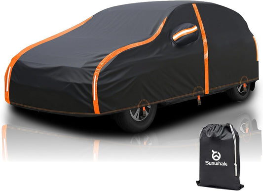 Hatchback Car Cover Waterproof All Weather for Automobiles Compatible with Volkswagen, Ford, Renault Fit UV Protection Sun All Weather Outdoor Fit Compact Cars for Hatchback 163 ’’