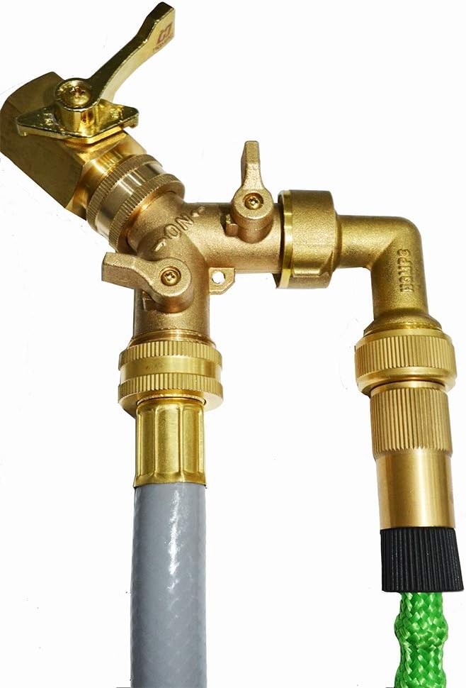 HQMPC Brass Garden Hose Y Valve Hose Splitter Water Garden Hose Adapter 2 Way 3/4" GHT Thread