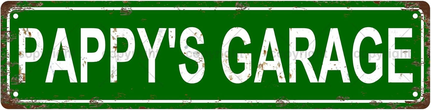 PAPPY'S GARAGE Vintage Metal Tin Sign, Street Sign, Home Decor, Room Decor, Wall Decor, Bathroom Decor, Bar Decor, Cafe Decor, Garage Decor, 16 x 4 Inch