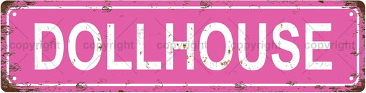 DOLLHOUSE Space Vintage Metal Tin Street Sign Bar Cafe Garage Cave Home Room Wall Bathroom Farmhouse Garden Porch Patio Decor, 16 x 4 Inch