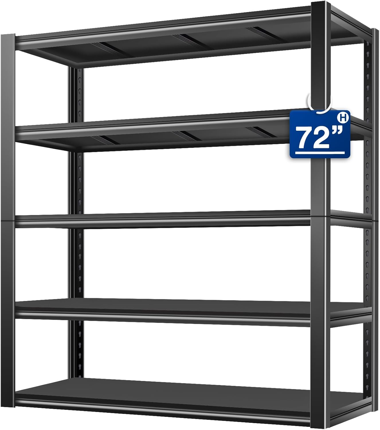 BILT HARD 3500 LBS 48" W x 24" D x 72" H Metal Garage Shelving Unit, 5-Tier Industrial Heavy Duty Storage Shelves, Steel Shelving with Adjustable Rack, Ideal for Garage, Black