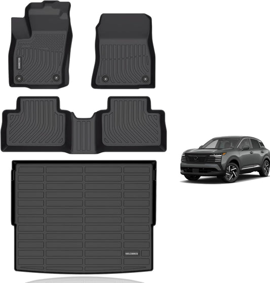 KELCSEECS Floor Mats & Cargo Liner Custom for Nissan Kicks 2025 2026 SR SV(Not fit S),All Weather Protection Anti-Slip TPE Floor Liners Full Set Nissan Kicks Accessories Black
