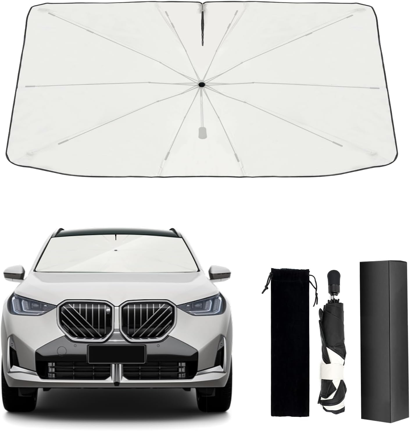 2025 Upgraded for BMW X3 Sunshade, Portable Foldable Sunshade Accessories, [Nano Ice Crystals Coating] UV Protection, Keeps Interior Cool (for BMW X3 2025)