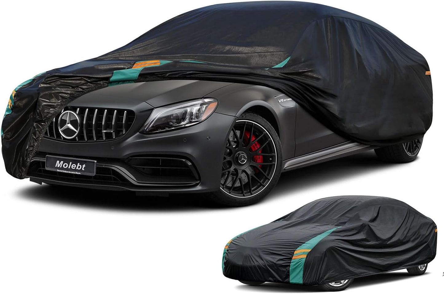 Coupe Car Cover Custom Fit for Mercedes C Class C220 C250 C300(2007-2025), Waterproof All Weather for Automobiles, Outdoor Full Cover with Windproof Clip Straps.