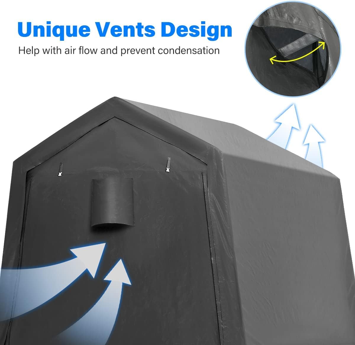ADVANCE OUTDOOR 8x8 ft Storage Shelter Garage Tent with 2 Roll up Doors & Vents Outdoor Portable Carport for Motorcycle ATV Anti-UV Snow Resistant Waterproof, Gray