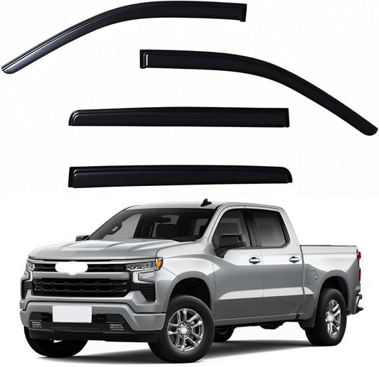 Window Visors Rain Guards fits 2019-2025 Silverado & GMC Sierra 1500, Out-Channel Window Wind Deflectors Vent Shades Accessories, Dark Smoke 4 Pcs，2020 2021 2022 2023 2024