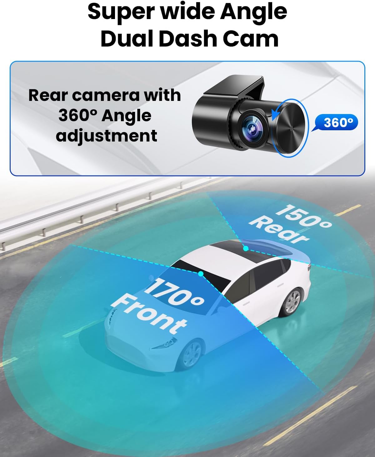 Dash Cam Front and Rear 4K/1080P, Dash Camera for Cars Build in WiFi, Full HD Dash Cam with APP Control, 3.94'' IPS Screen Dash Camera with 32GB SD Card, G-Sensor, 24Hr Parking Mote, Loop Recording