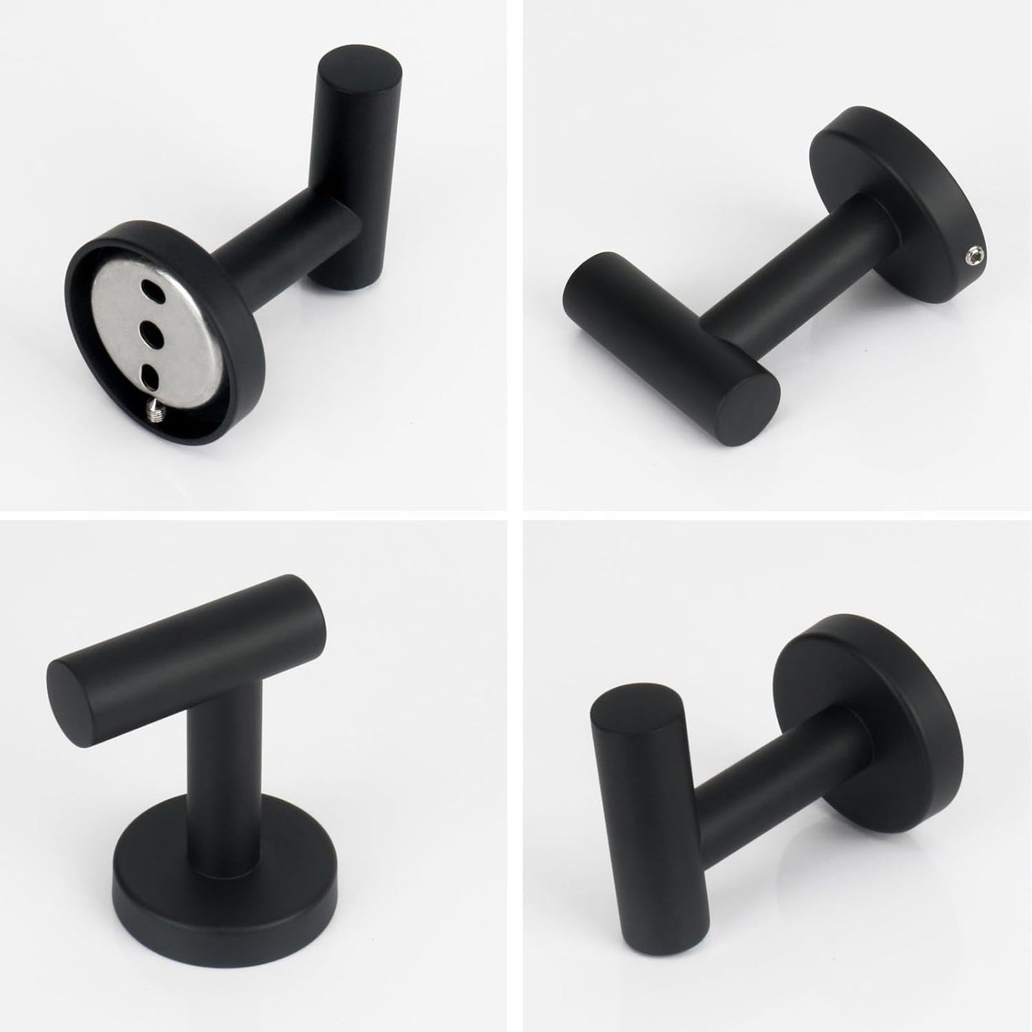 NearMoon Bath Towel Hooks- SUS 304 Stainless Steel Robe Hook Holder, Heavy Duty Coat Hook for Bathroom Livingroom Hotel Kitchen Garage, Wall Mounted (Matte Black, 3 Pack)