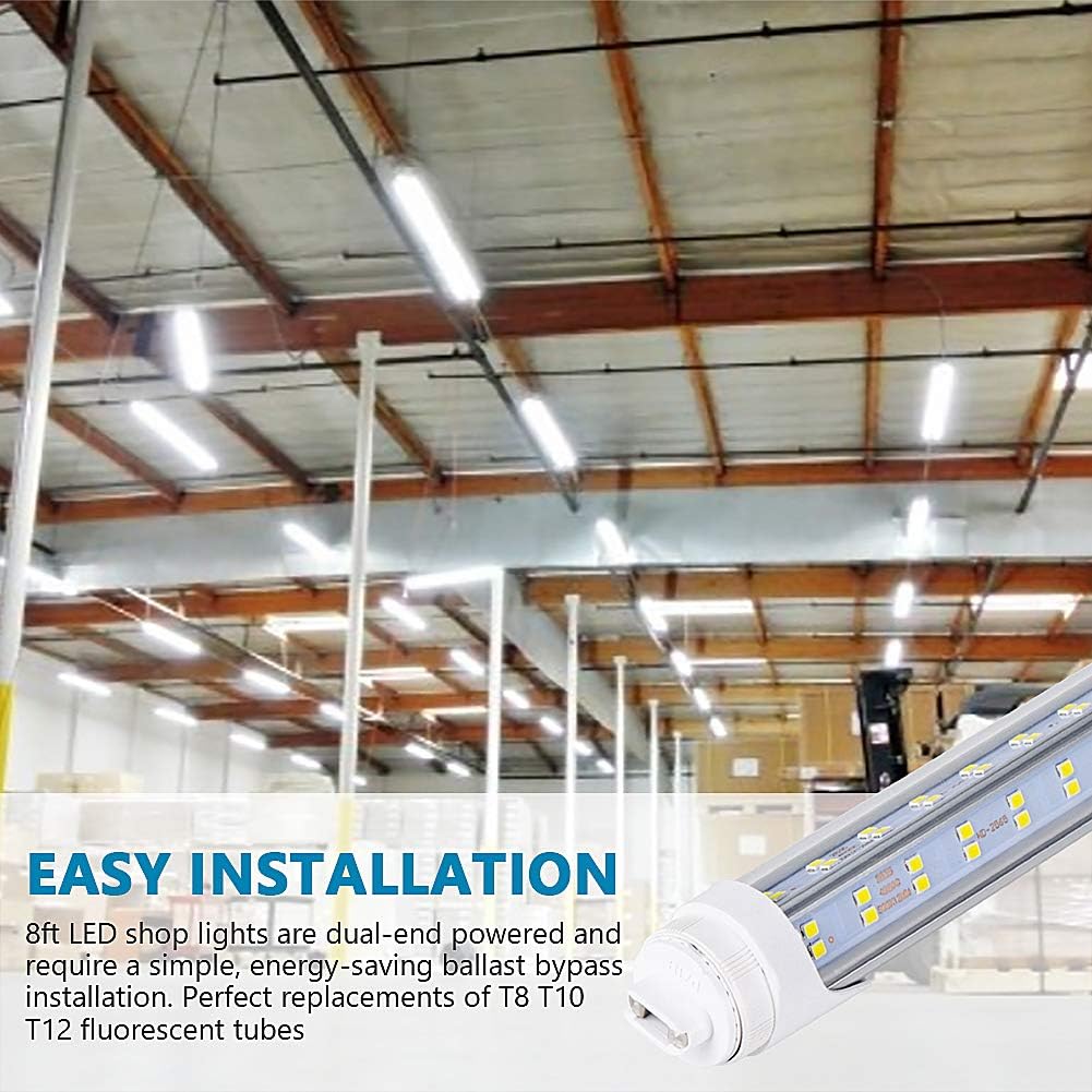 Generic 10 Pcs, 8ft R17D LED Tube Light, F96 t12 HO 8 Foot Led Bulbs, 96'' 8ft led Shop Light, 100-277V Input, 19000LM, Cold White 6000K, Clear Lens