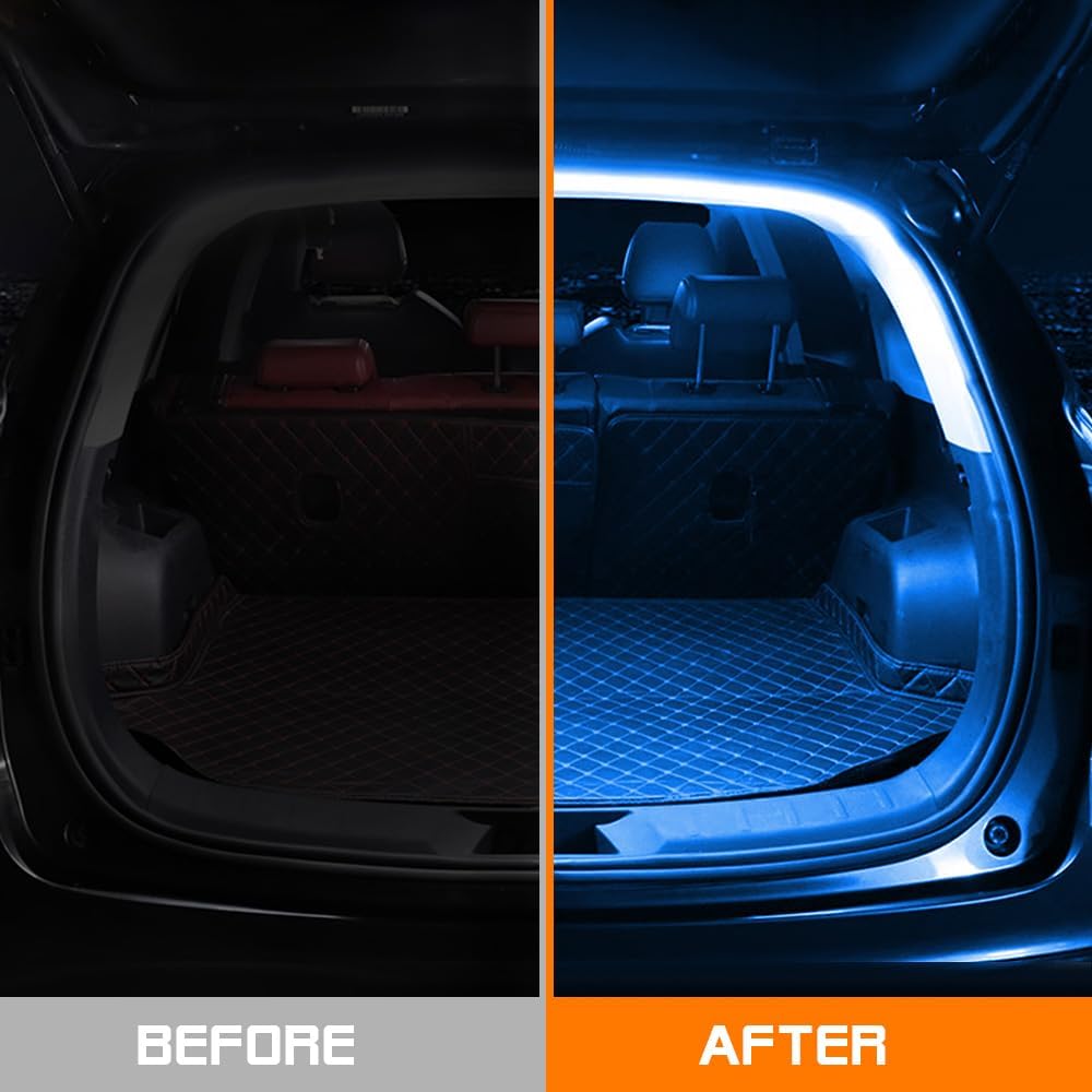 Car LED Strip Light For Trunk, 79Inch IP67 Silicone Waterproof Neon Light Strip Embedded, Flexible Cutting Universal Auto Interior Lights(Blue)