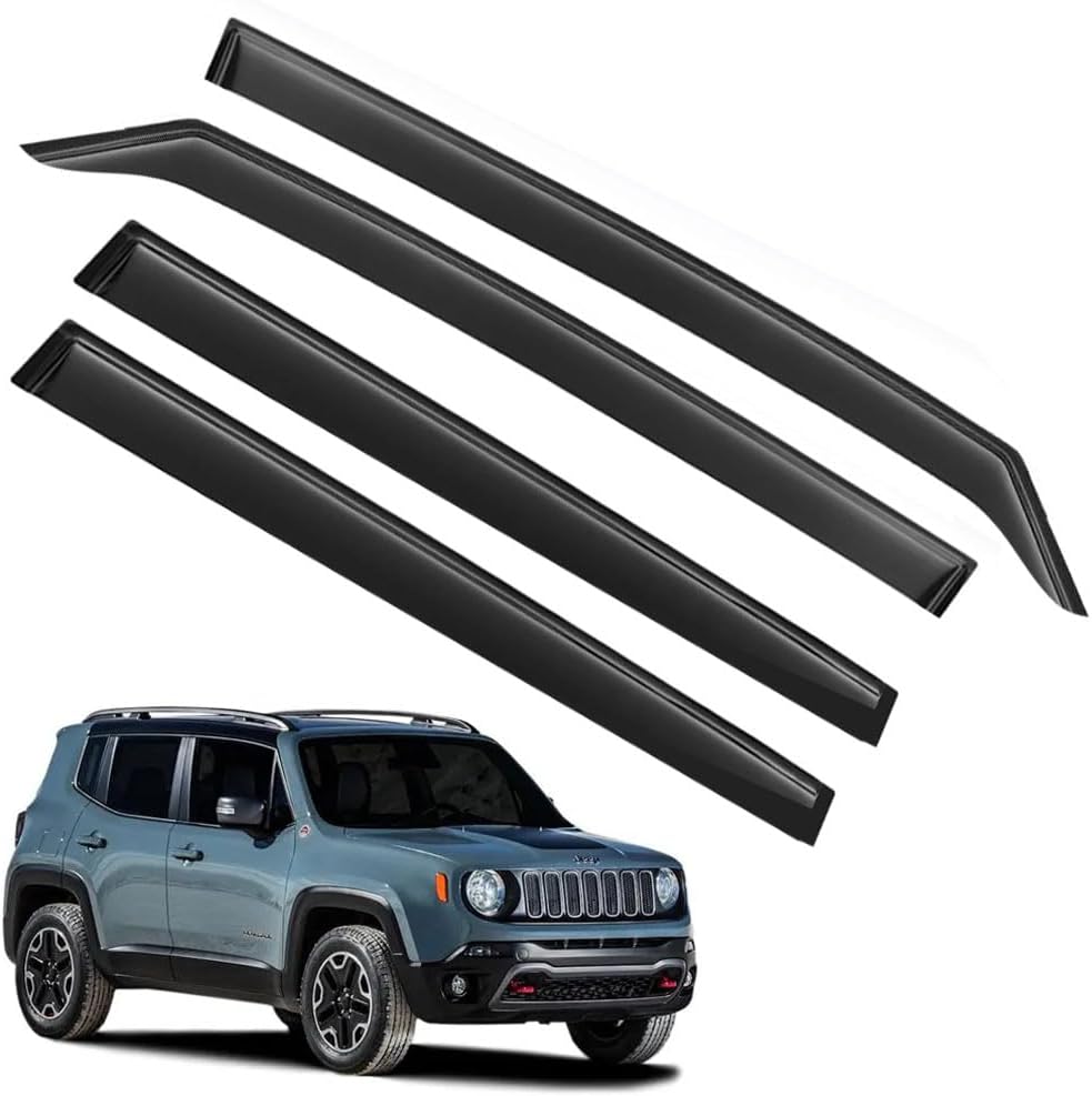 Rain Guards for Jeep Renegade 2015-2023, Tape-on Side Window Deflectors for Jeep Renegade, Window Visors for Jeep Cars, for Jeep Car Accessories, 4 pcs
