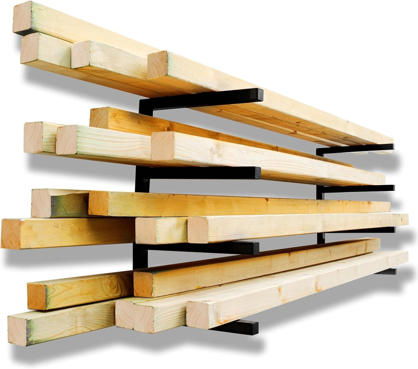 Lumber Storage Rack Metal Shelf Brackets, Sturdy Multipurpose Racking,Indoor & Outdoor Use (4 Level)