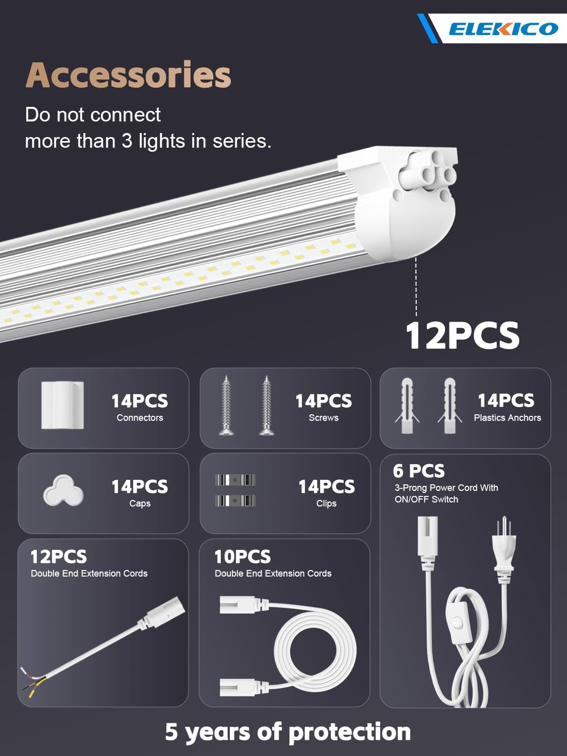 12 Pack Super Bright 100w 8ft Led Shop Light, 15000lm 5000k V Shape 8' Led Shop Lights 8ft, Linkable 96" 8 Foot Shop Lights for Garage Workshop Shop Warehouse Lighting