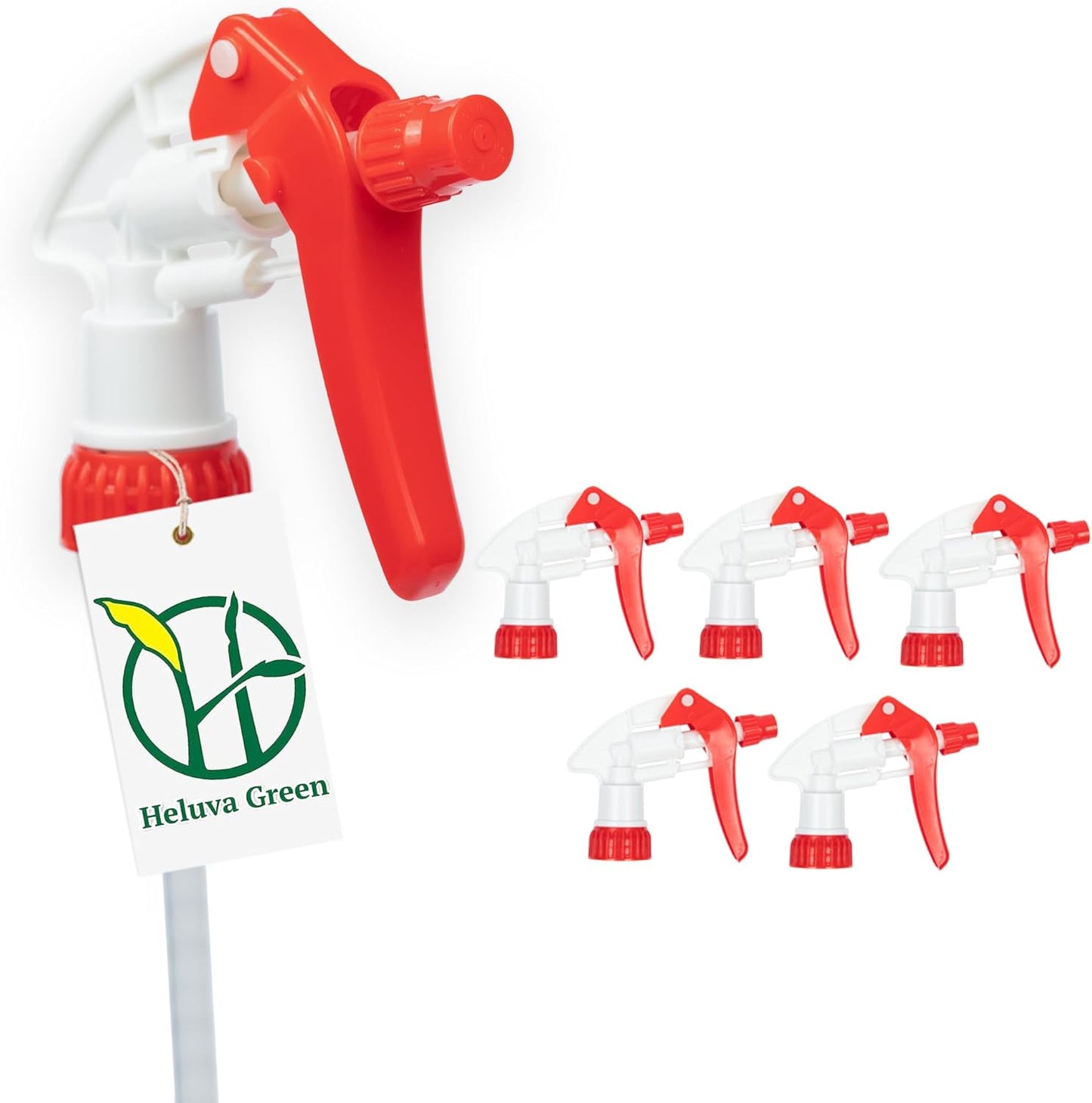 Spray Bottle Nozzle Replacement, Bottle Tops Only - Sprayer Nozzle Triggers for Heavy Duty, Commercial, Home Cleaning Solutions - Fits 8,16,24,32 oz Plastic & Glass Bottles, Red 6 Pack