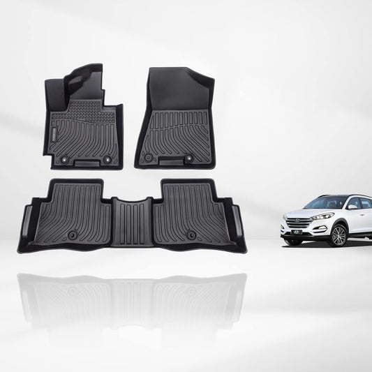 KELCSEECS Floor Mats Custom for Hyundai Tucson 2021 2020 2019 2018 2017 2016 All Weather Protection TPE Heavy Duty Non-Slip Automotive Floor Liners Fits Front & 2nd Row Full Set Accessories, Black