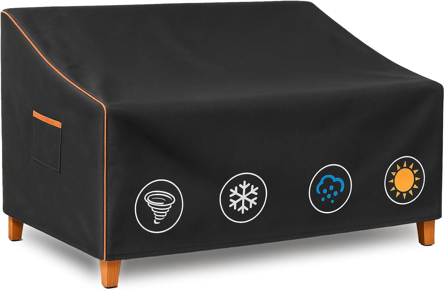 Outdoor Sofa Cover, Waterproof Patio Furniture Cover 60W x 36D x 33H inches Heavy Duty 600D Oxford Fabric Black