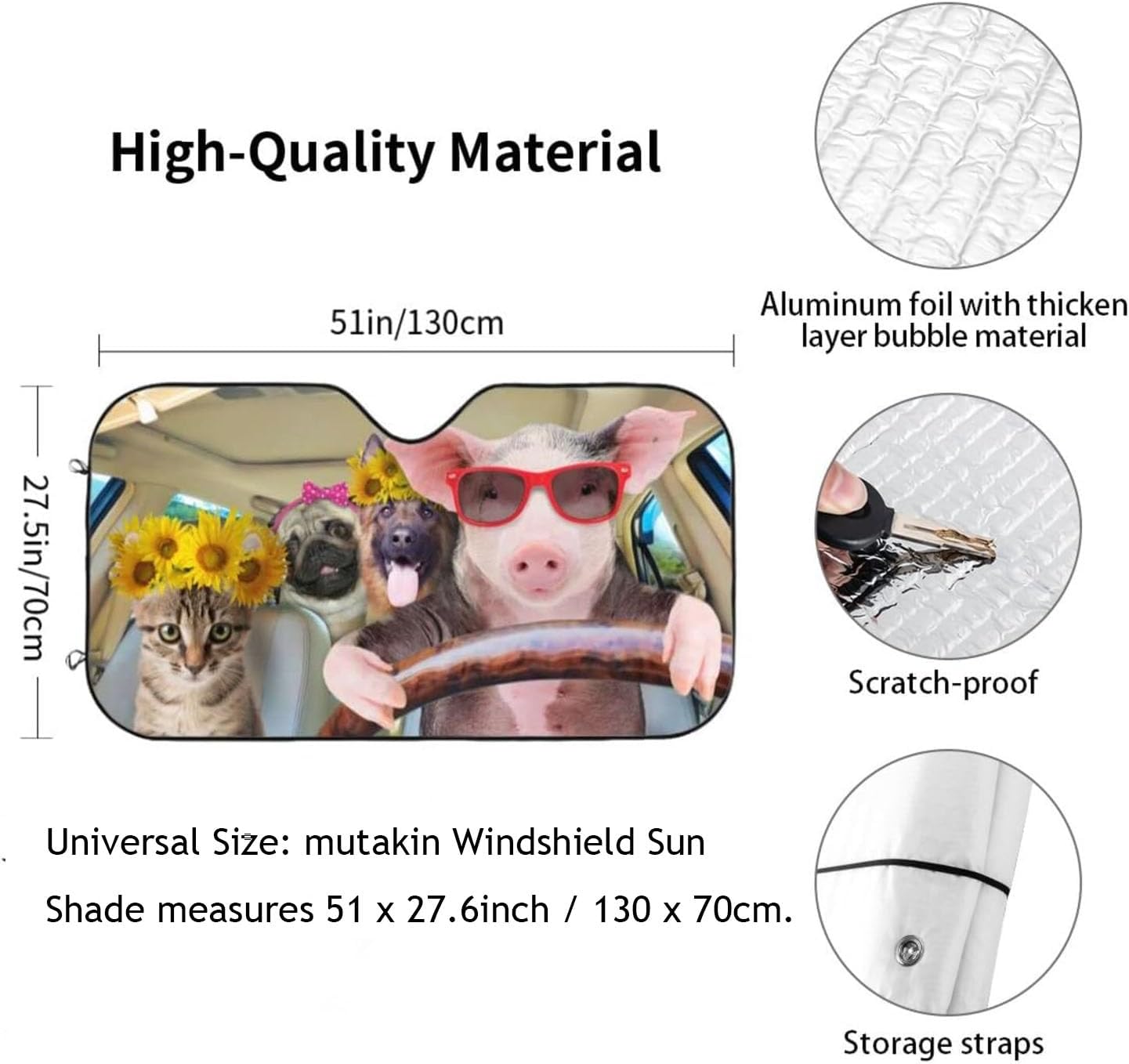 Car Windshield Sunshade Front Window Sunflower Pig Dog cat Drive Sun Visor Protector Foldable Shield Cover for Truck SUV