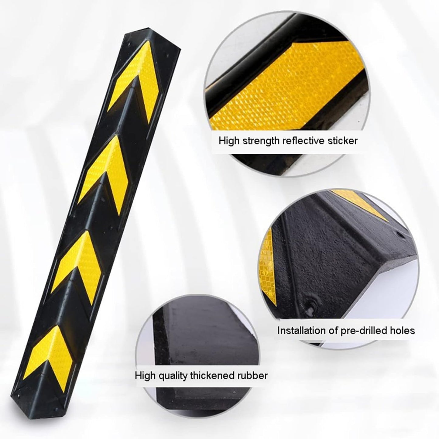 XPLKQXE Reflective Rubber Wall Corner Guard, Rubber Wall Protector Corner Protector, for Parking Protection Car Corner Guardrail Post (Color : Black+Yellow, Size : 4pcs)