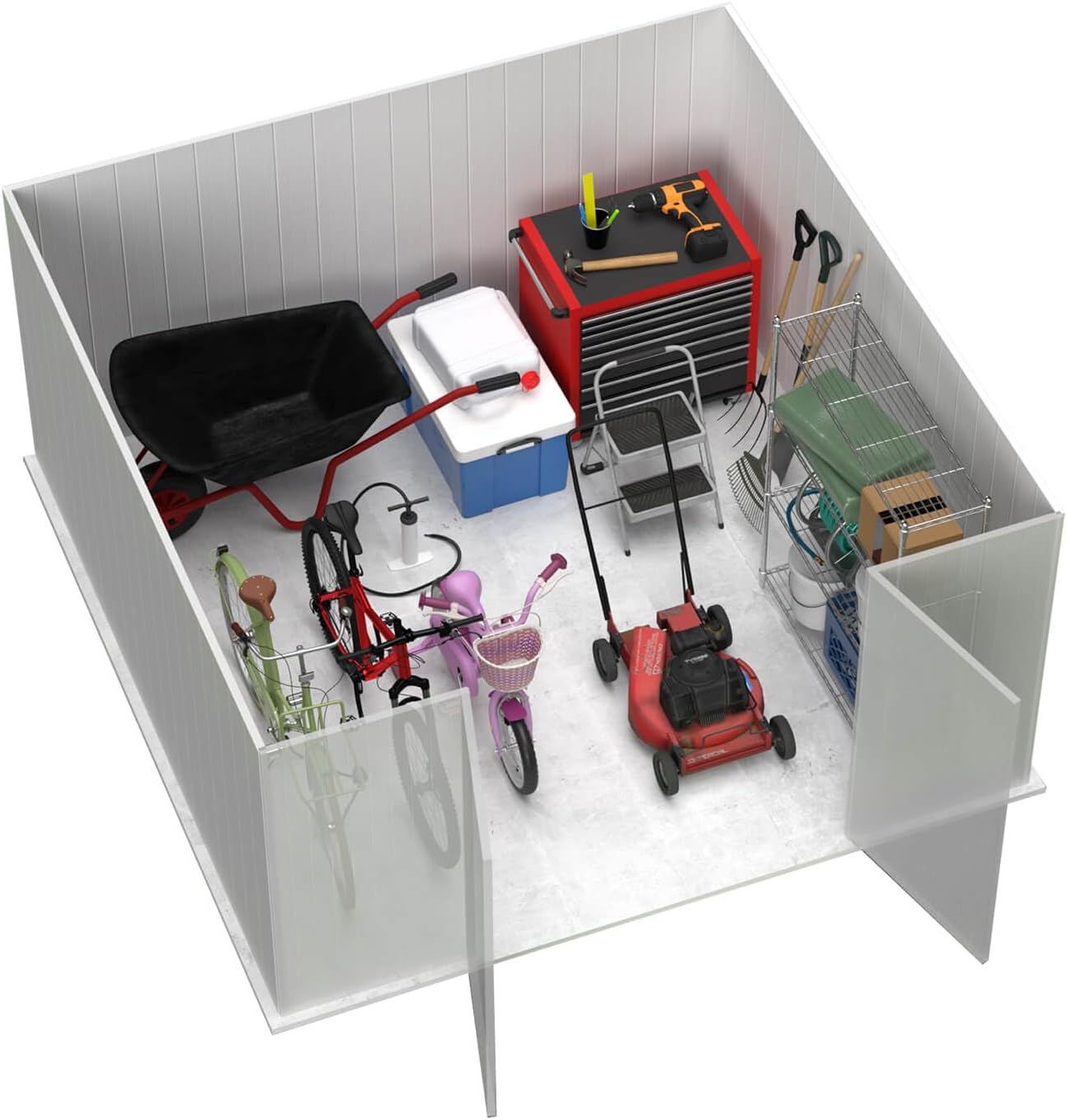 Absco Premier Storage Sheds, 10'x10' Metal Garage, DIY Backyard Shed, Utility Tool Storage, Weather & Wind Resistant Aluminum Panels & Steel Frame, Maintenance-Free, 12 Year Warranty, Monument Gray