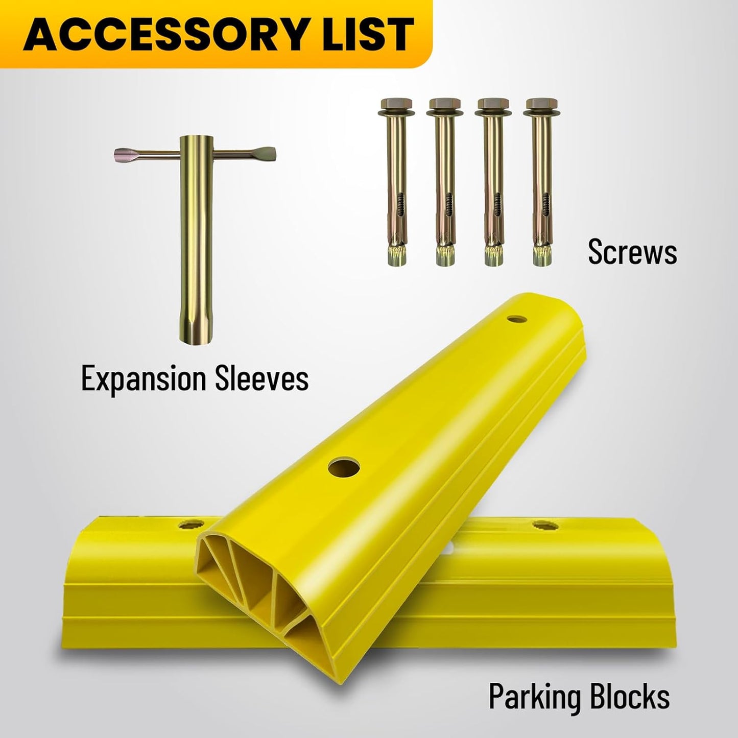 ROBLOCK Parking Stopper for Home Garage & Outside, Heavy Duty Garage Stoppers for Protecting Your Vehicle, Parking Aids for New Drivers, Wheel Stops for Cars, Vans, Trailer, 2 Packs, Yellow