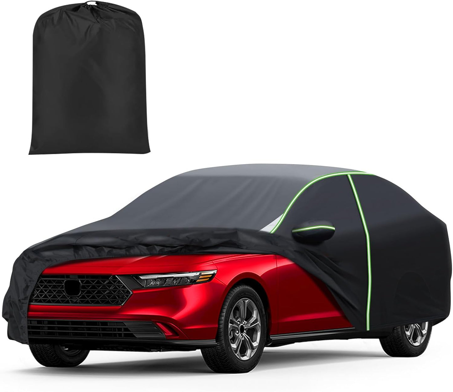 Mixsuper Liner Car Cover for Honda Accord 2001-2026, 7 Layers Waterproof Car Cover Accessories for Honda Accord with Zipper Door, Windproof Straps, Reflective Strips, Anti-UV, All Weather