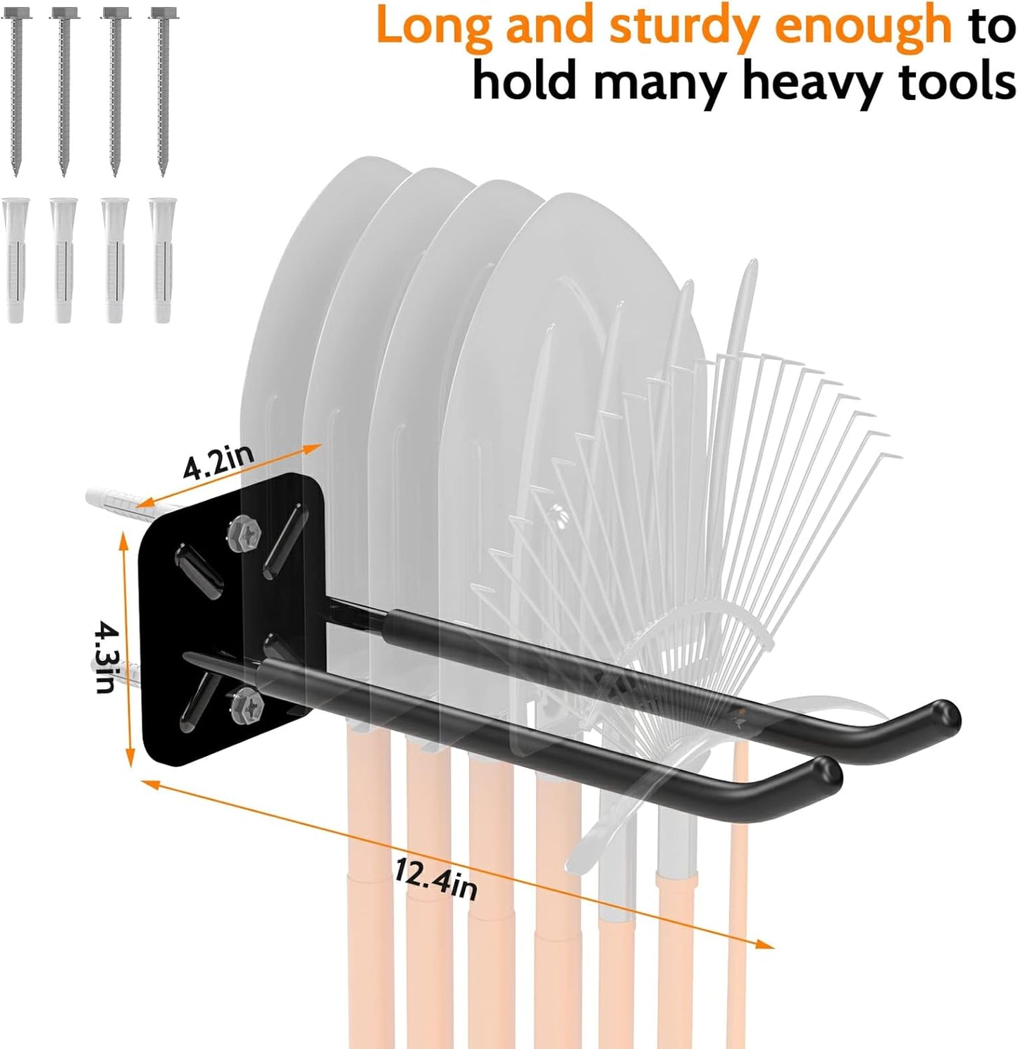 4Pcs Heavy Duty Storage Hooks, Alloy Steel, Wall Mount, 120lb Capacity, Garage Organization