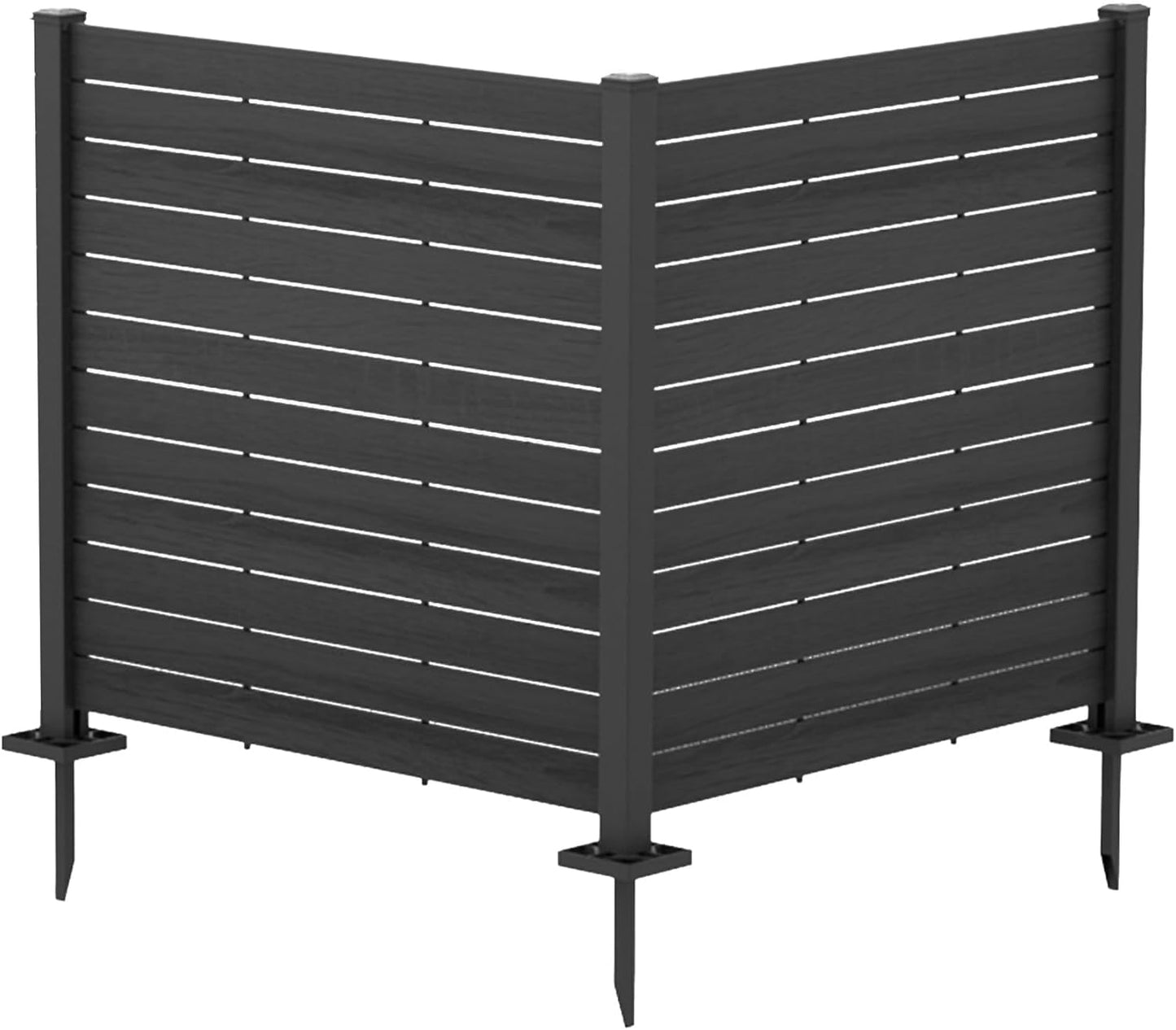 Kozyard 50" W x 48" H Outdoor Privacy Screens Aluminum Post, Air Conditioner Fence Panels, Pool Equipment Enclosure, Trash Can Screens Fence Kit for Outside Backyard Patio (Black/ 2 Panels)