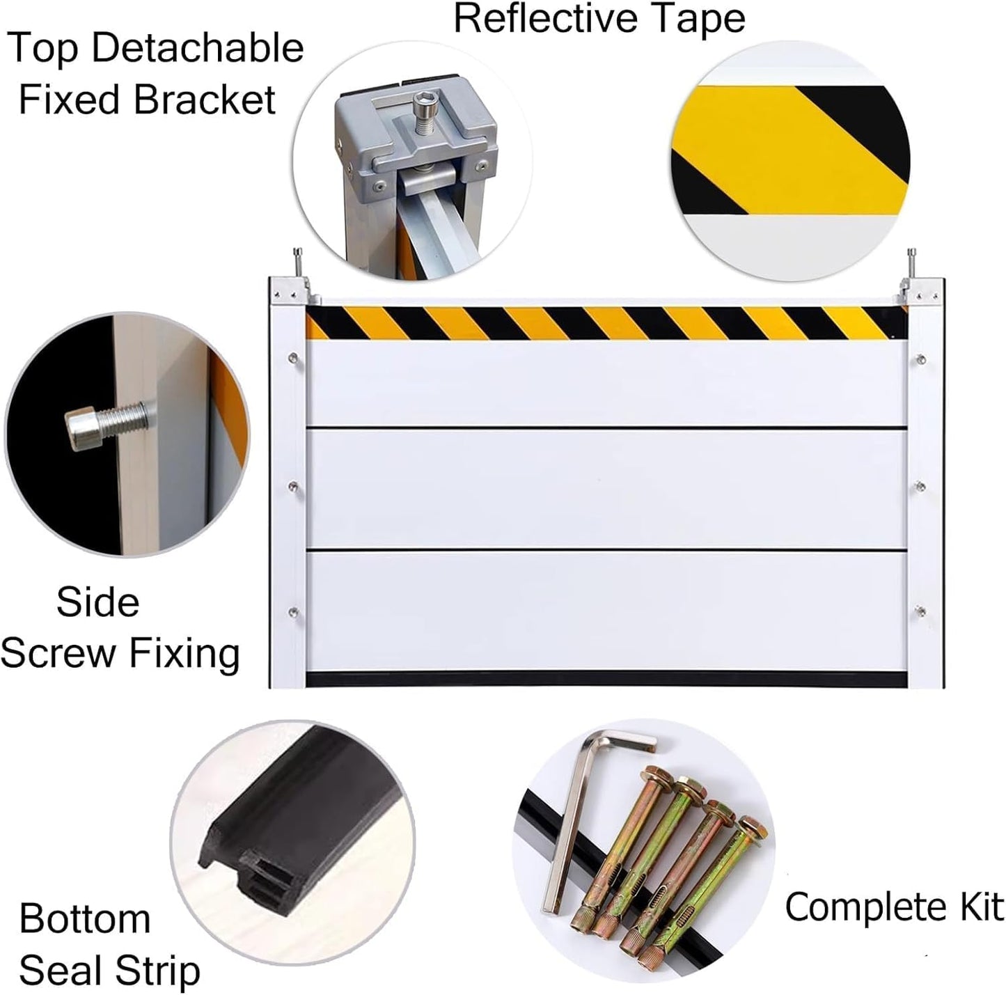 Reusable Heavy Duty Aluminum Flood Barriers for Home Exterior, Flood Protection Barriers Water Barrier Door Quick Detachable Garage Doors Detachable Mobile Rain Water Baffle ( H 55.1 inch L 16FT)