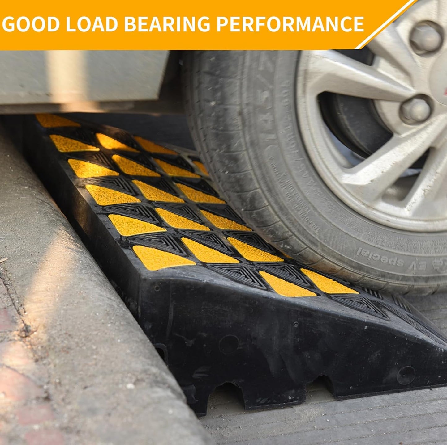 BESEA Rubber Curb Ramp 6" inch High 23.6" Length (Heavy Duty Ramp, 1PCS), for Driveway Curb Ramp Car Motorcycle Loading Dock Truck Pickup Truck Threshold Ramp(6 inch Height, Capacity 60000lbs)-1pack