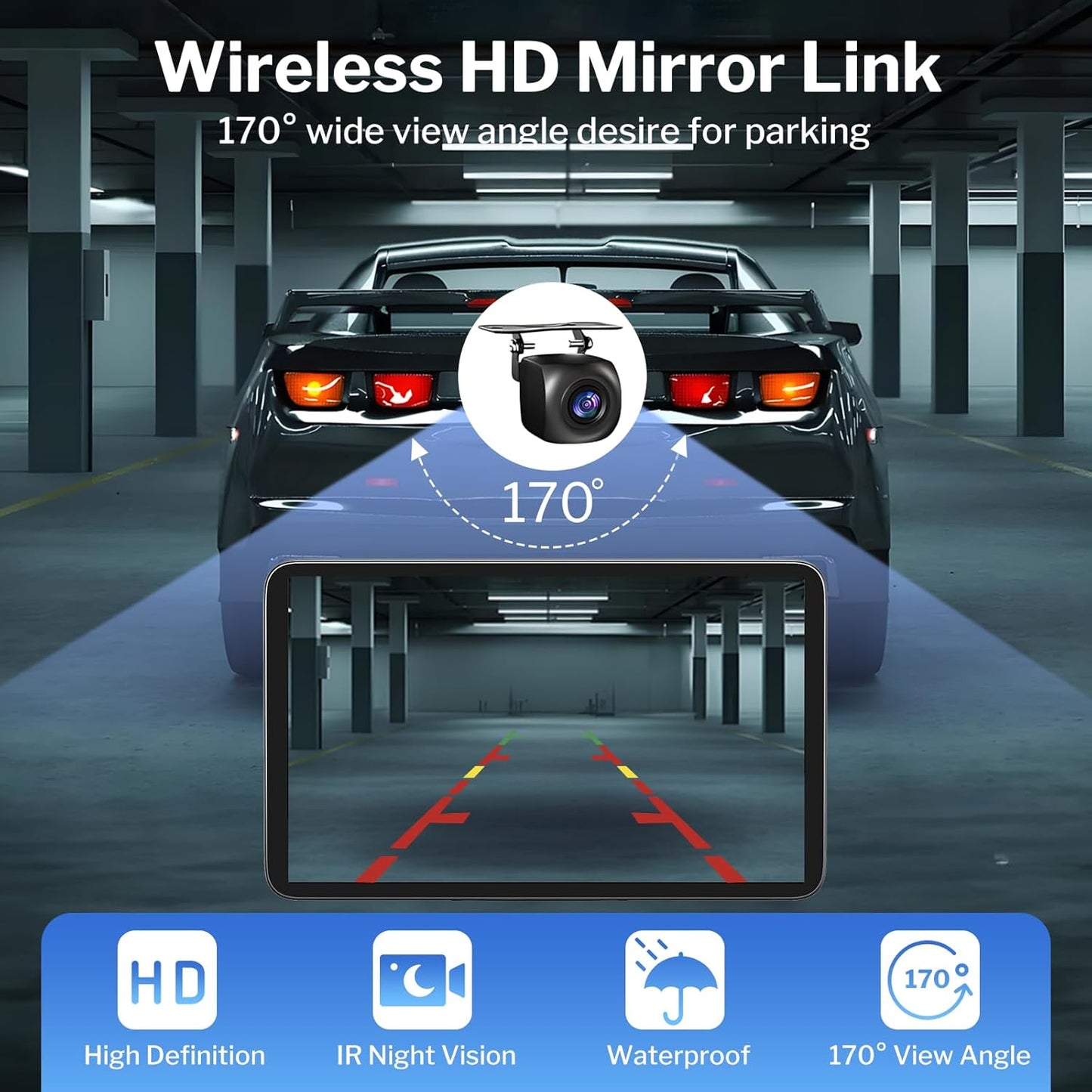 Wireless Apple Carplay Screen for Cars, 7" HD Portable Car Stereo Touch Screen for Apple CarPlay & Android Auto with Backup Camera/Mirror Link/Siri/Voice Control/GPS Navigation/AUX for All Vehicles