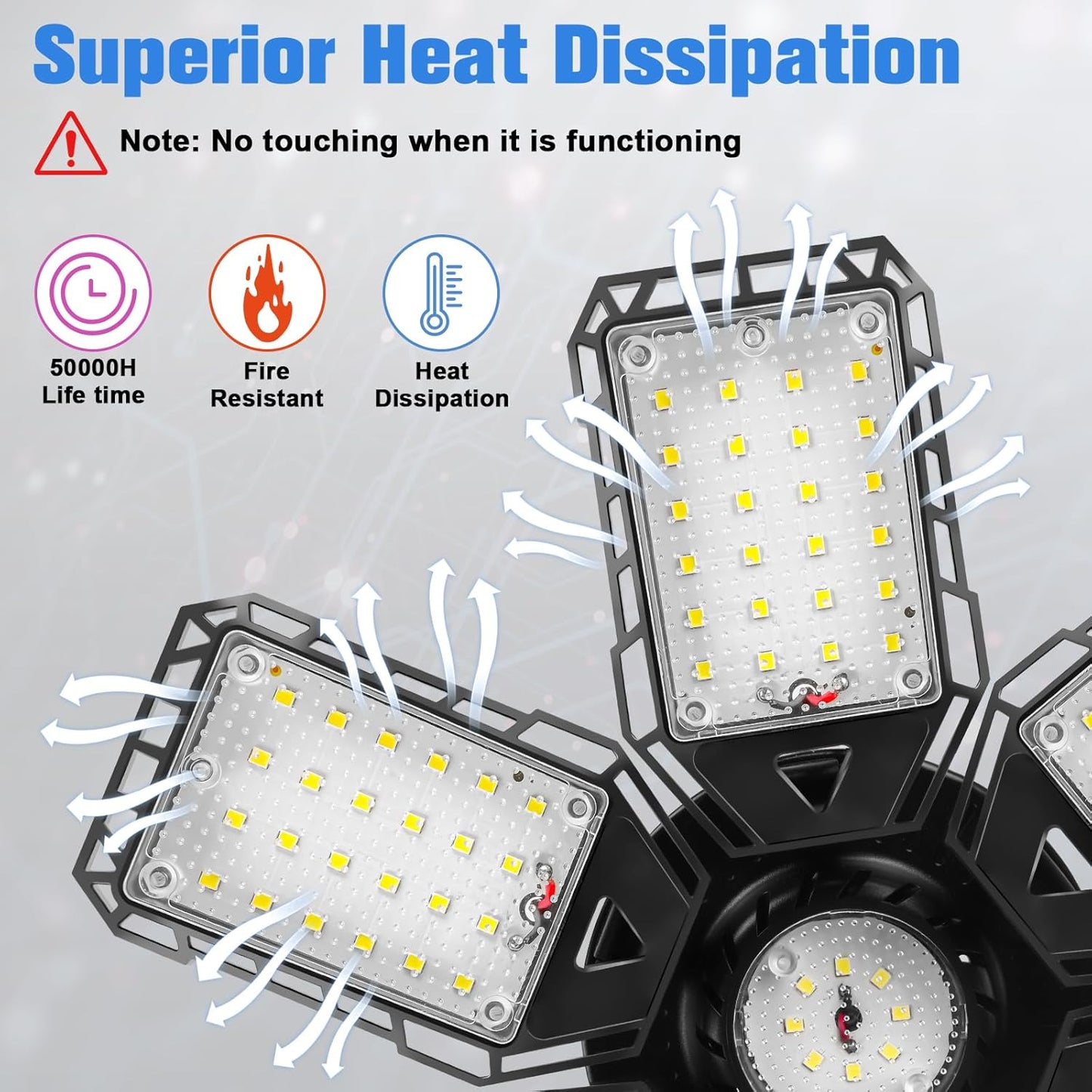 LED Garage Lights 2 Pack - 180W, 18000LM 6500K Led Shop Light with 6+1 Deformable Panels, Basement, Barn, Warehouse, Shop Ceiling Lights, E26/E27 for Multiple Uses