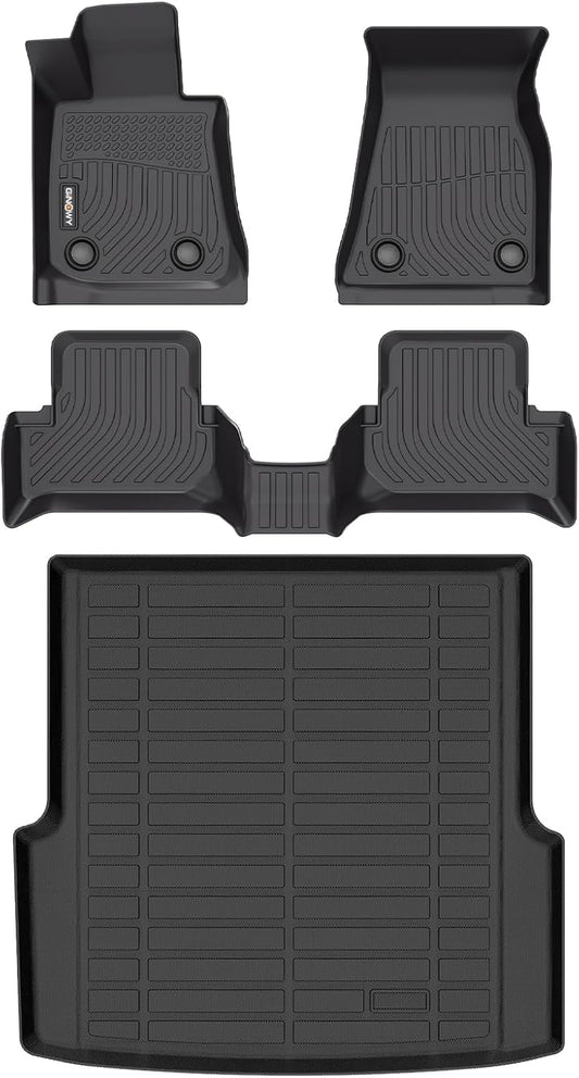GINOWY-Floor Mats with Cargo Liner Full Set Custom for i4 2022-2025, All Weather Car Floor Mats Cargo Liner TPE Rubber Trunk Mat Trunk Liner, i4 Accessories Mats