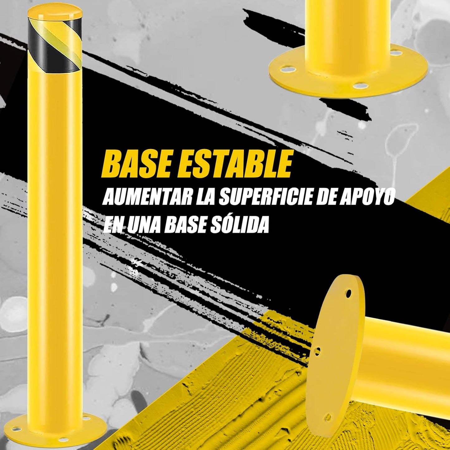 Safety Bollard Post, Steel Bollards,Parking Bollard, Yellow Powder Coated Safety Parking Barrier Post, for Traffic Sensitive Areas (4, 42"H*3"D)