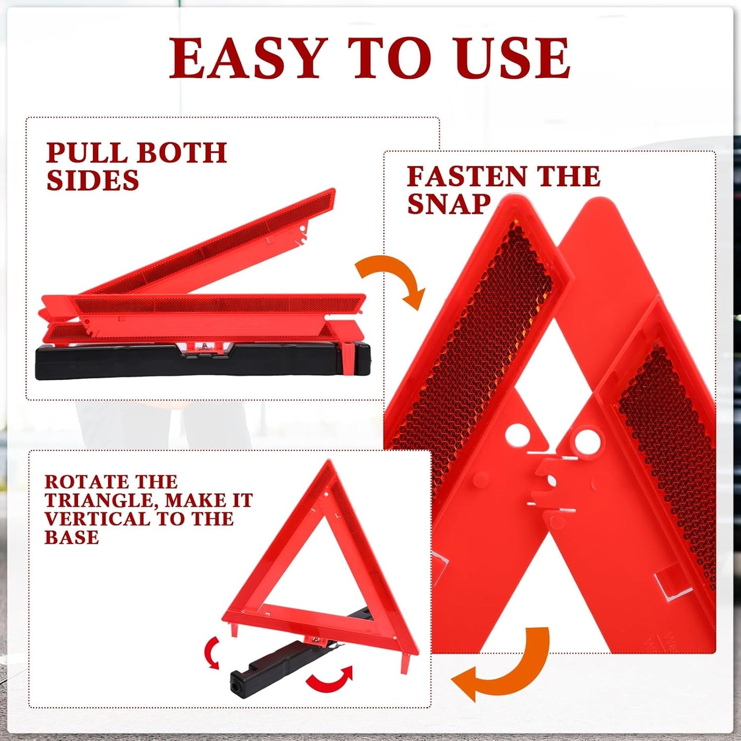 Kanayu Warning Triangle DOT Approved Foldable Emergency Safety Triangles Reflective Road Safety Triangle with Carrying Case Heavy Base Roadside Safety Warning Sign for Car Truck(9 Pcs)